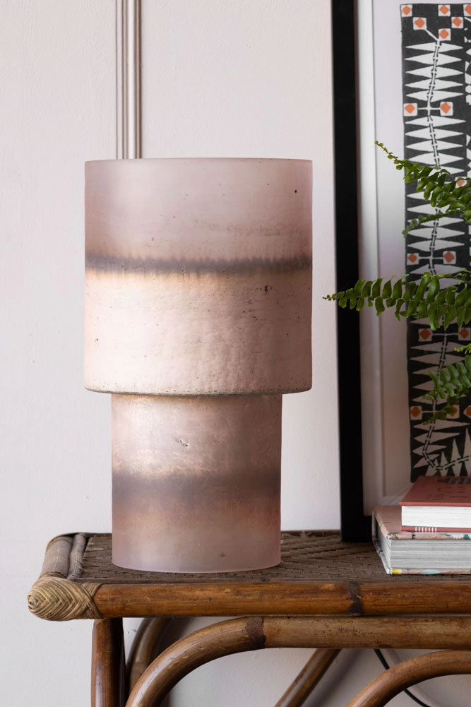 70s Style Dark Pink Mottled Effect Table Lamp