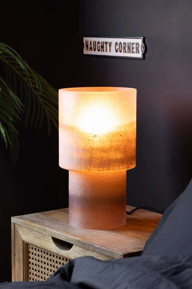 70s Style Dark Pink Mottled Effect Table Lamp