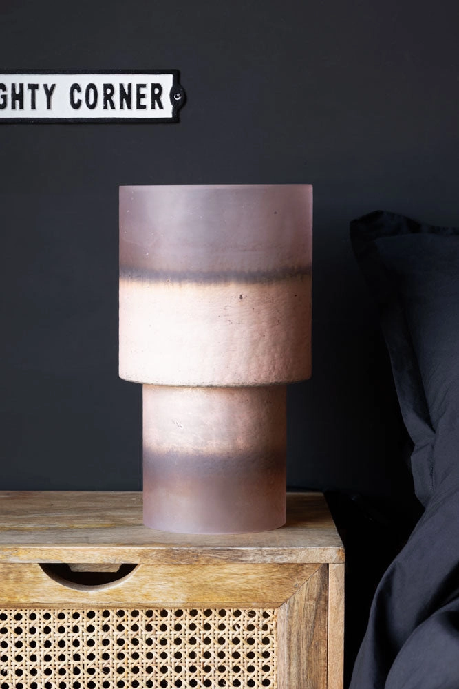 70s Style Dark Pink Mottled Effect Table Lamp