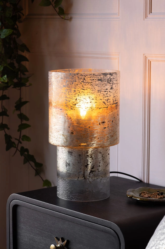 70s Style Grey Mottled Effect Table Lamp