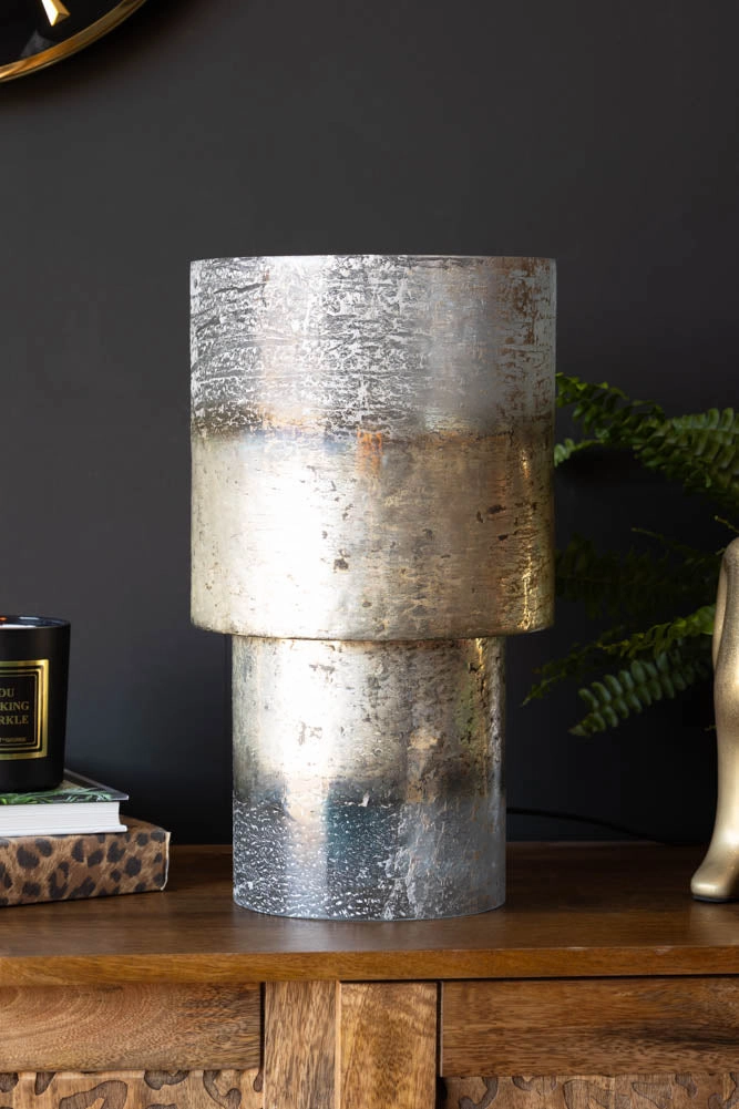 70s Style Grey Mottled Effect Table Lamp