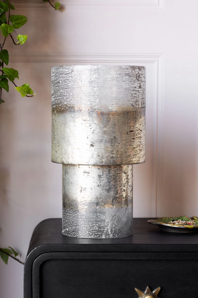 70s Style Grey Mottled Effect Table Lamp
