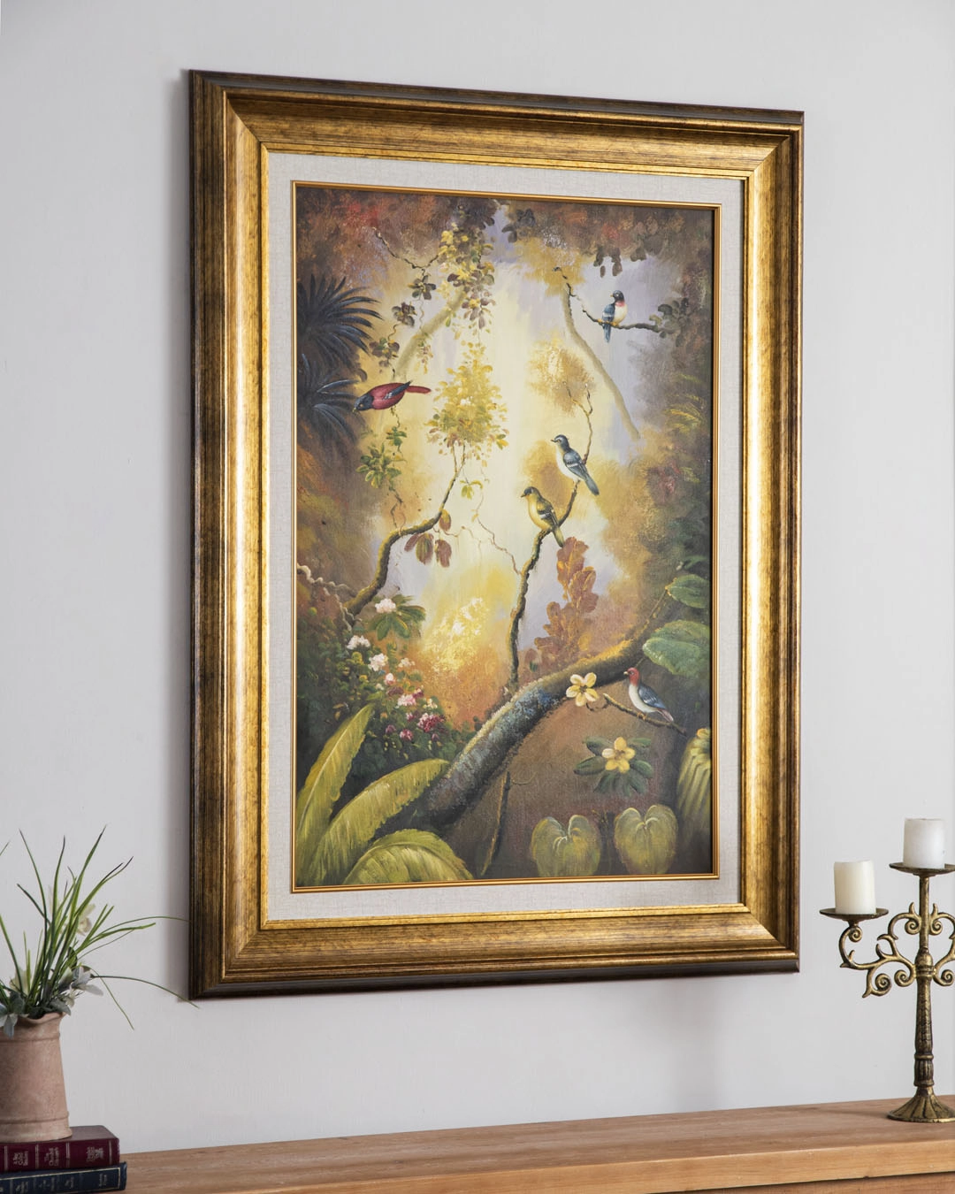 'Birds' Handmade Oil Painting - 34x46 Inchnordic style wall decor