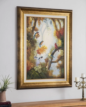 'Birds on the Tree' Handmade Oil Painting - 34x46 Inchnordic style wall decor