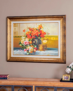 'Classic Floral Bouquet' Handmade Oil Painting - 34x46 Inchesnordic style wall decor