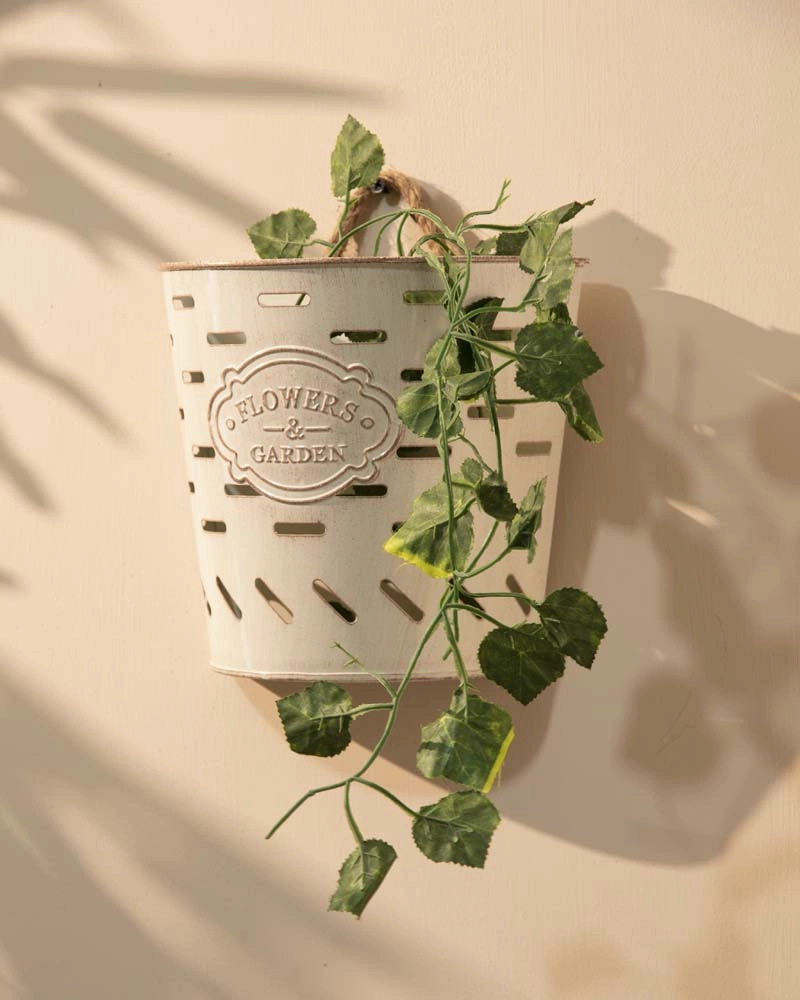 'Flowers & Garden' Wall Mounted Planter Urn - Off White