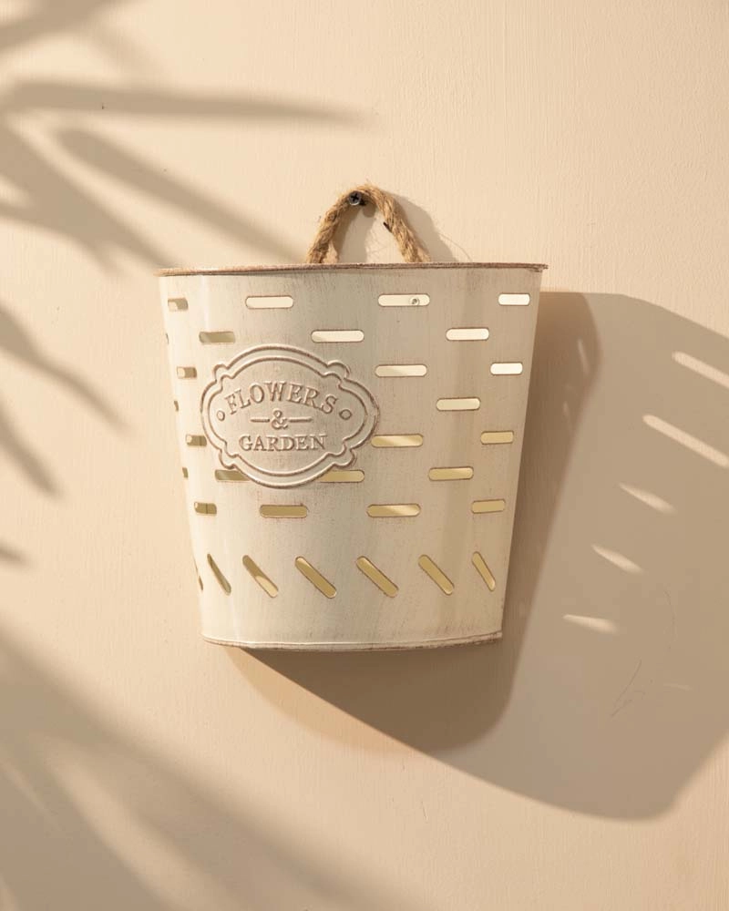 'Flowers & Garden' Wall Mounted Planter Urn - Off Whitenordic style wall decor