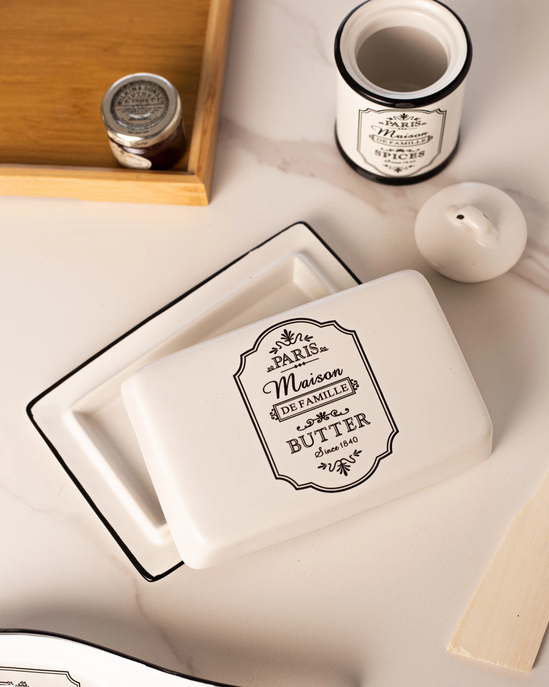 'Paris Maison De Famille' Butter Dish - White