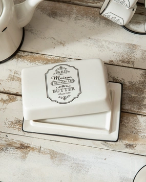 'Paris Maison De Famille' Butter Dish - Whitemodern kitchen decor ,kitchen dinner set ,dinnerware 