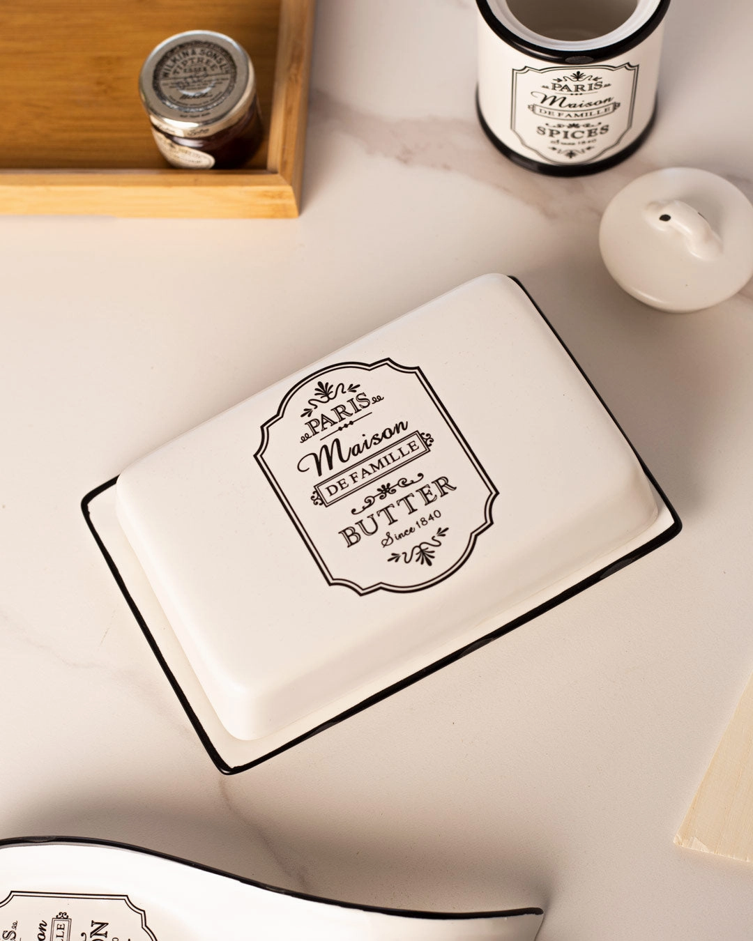 'Paris Maison De Famille' Butter Dish - White