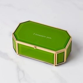 "I Treasure You" Green Jewelry Boxvalentine's day decorations ,valentine's centerpiece 