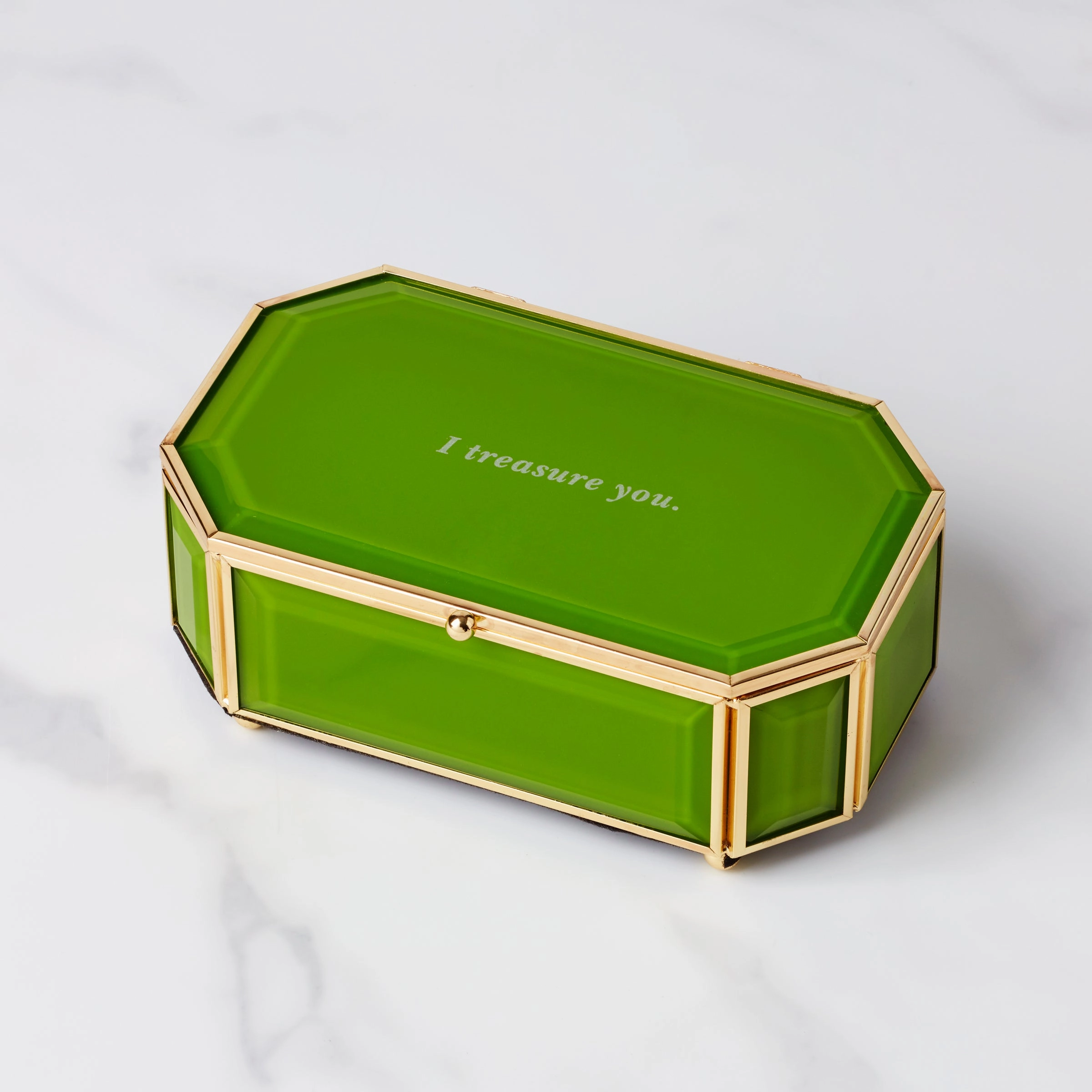 "I Treasure You" Green Jewelry Boxvalentine's day decorations ,valentine's centerpiece 