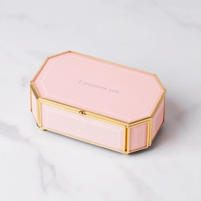 "I Treasure You" Pink Jewelry Boxvalentine's day decorations ,valentine's centerpiece 
