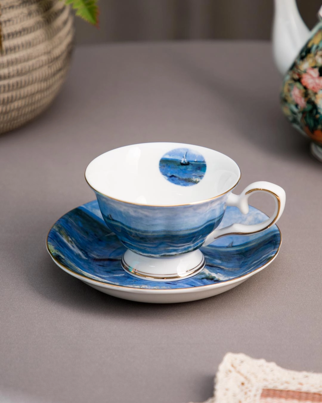 'Seascape' Vincent Van Gogh Painting Cup & Saucermodern kitchen decor ,kitchen dinner set ,dinnerware 