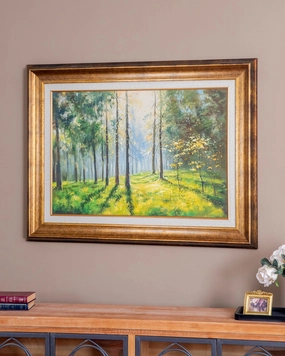 'Shining Light in the Forest' Handmade Oil Painting - 34x46 Inchnordic style wall decor