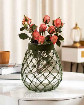 'Strings of Beauty' Macrame Glass Vase - Largehome decor ,wall decor 
