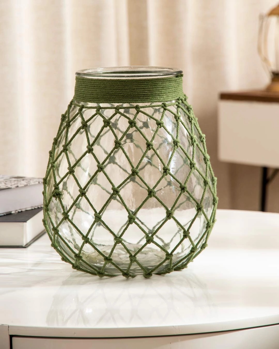 'Strings of Beauty' Macrame Glass Vase - Large