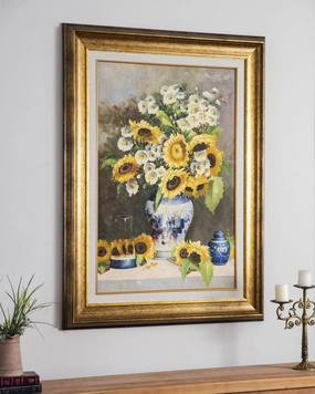 'Sunflower Vase' Handmade Oil Painting - 34x46 Inchnordic style wall decor