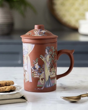 'The Courtyard' Stoneware Lidded Mug - Brownmodern kitchen decor ,kitchen dinner set ,dinnerware 
