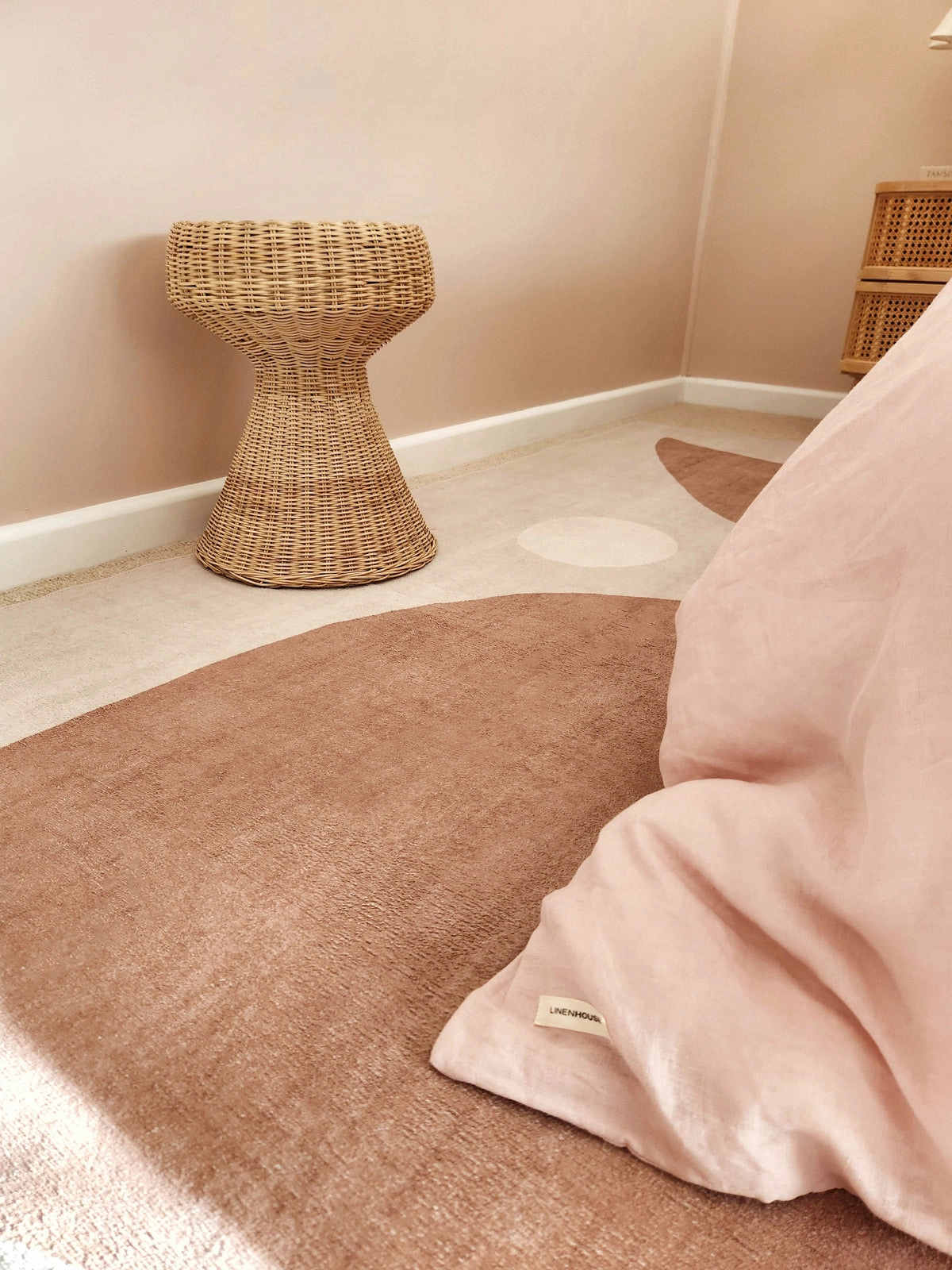 Aara Terracotta and Cream Botanical Washable Rug