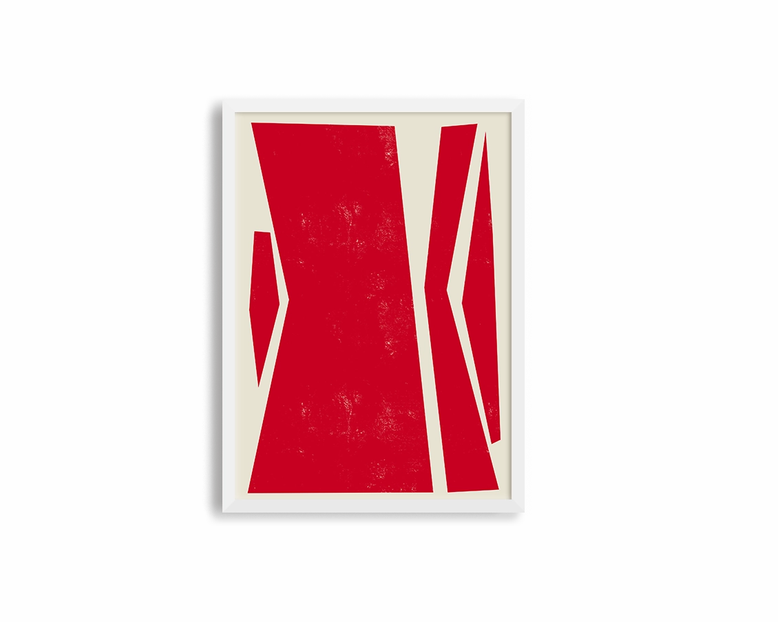 Abstract Squares Center Red