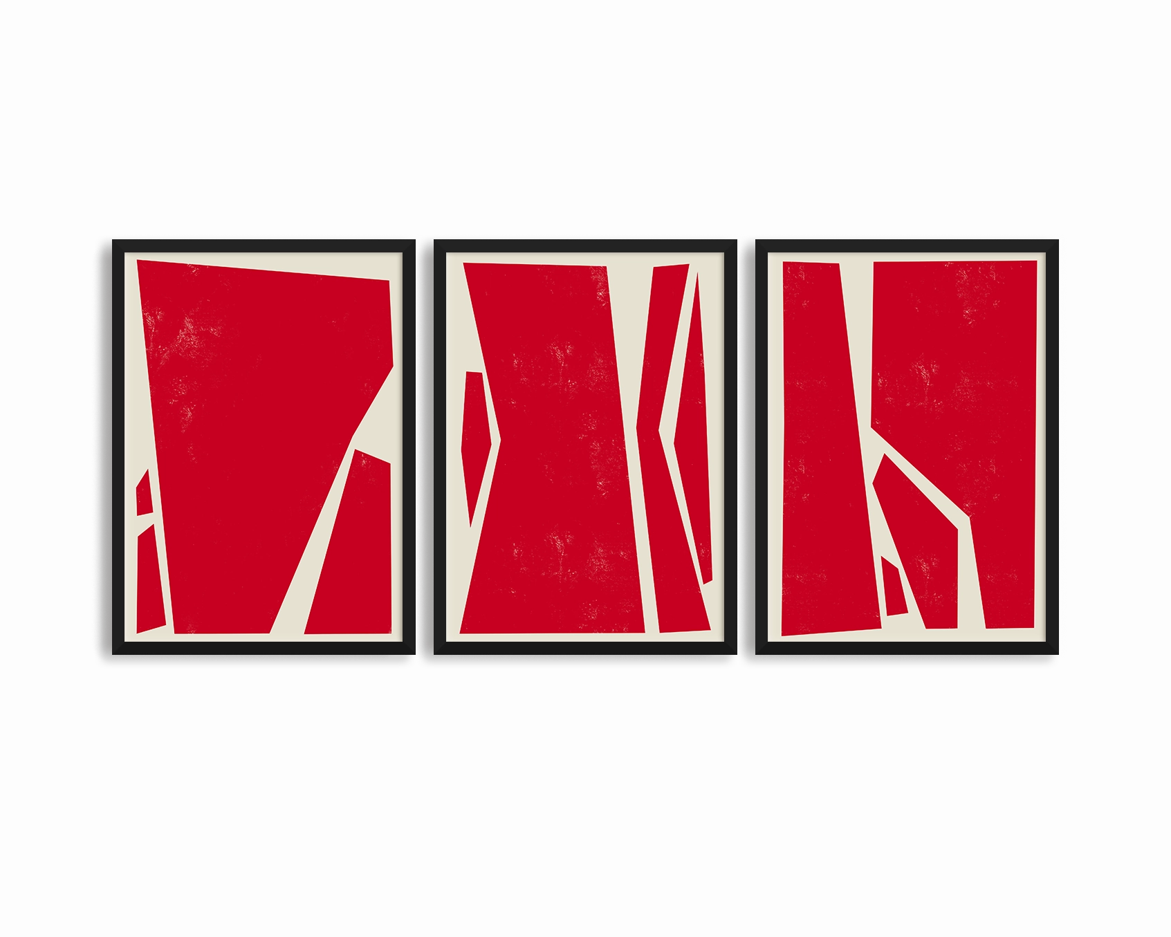 Abstract Squares Red Trio Setnordic style wall decor