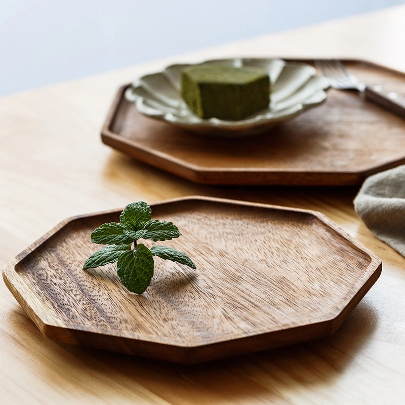 Acacia Wood Hexagon Serving Tray