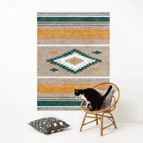 Acalan Modern Green and Yellow Rugmodern color block patchwork rug