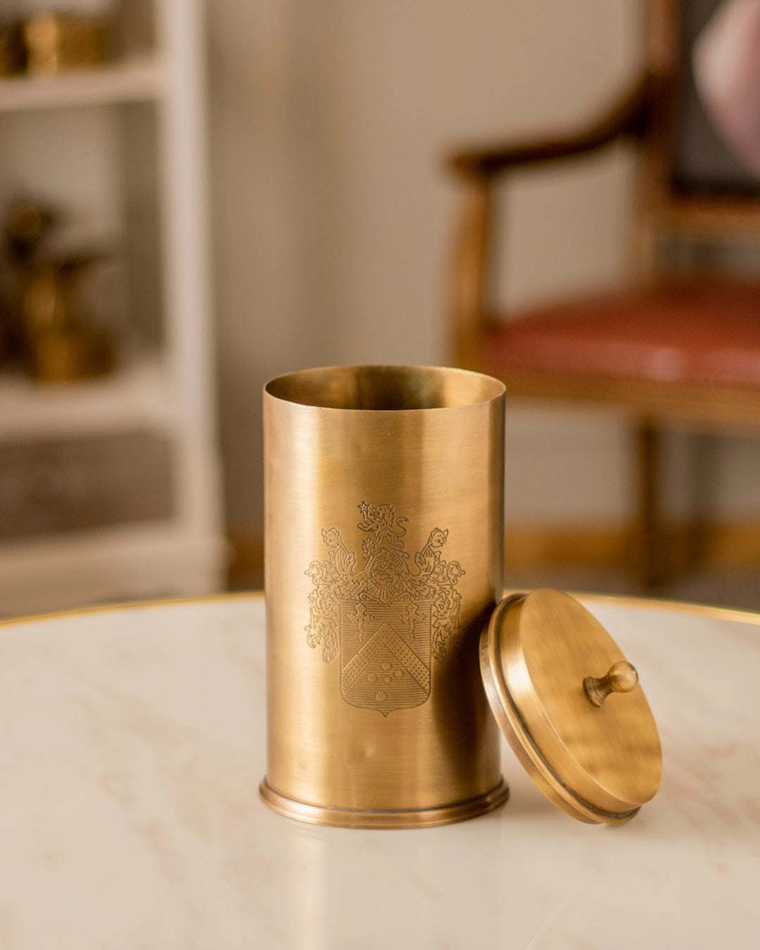 Acanthus Tall Brass Container