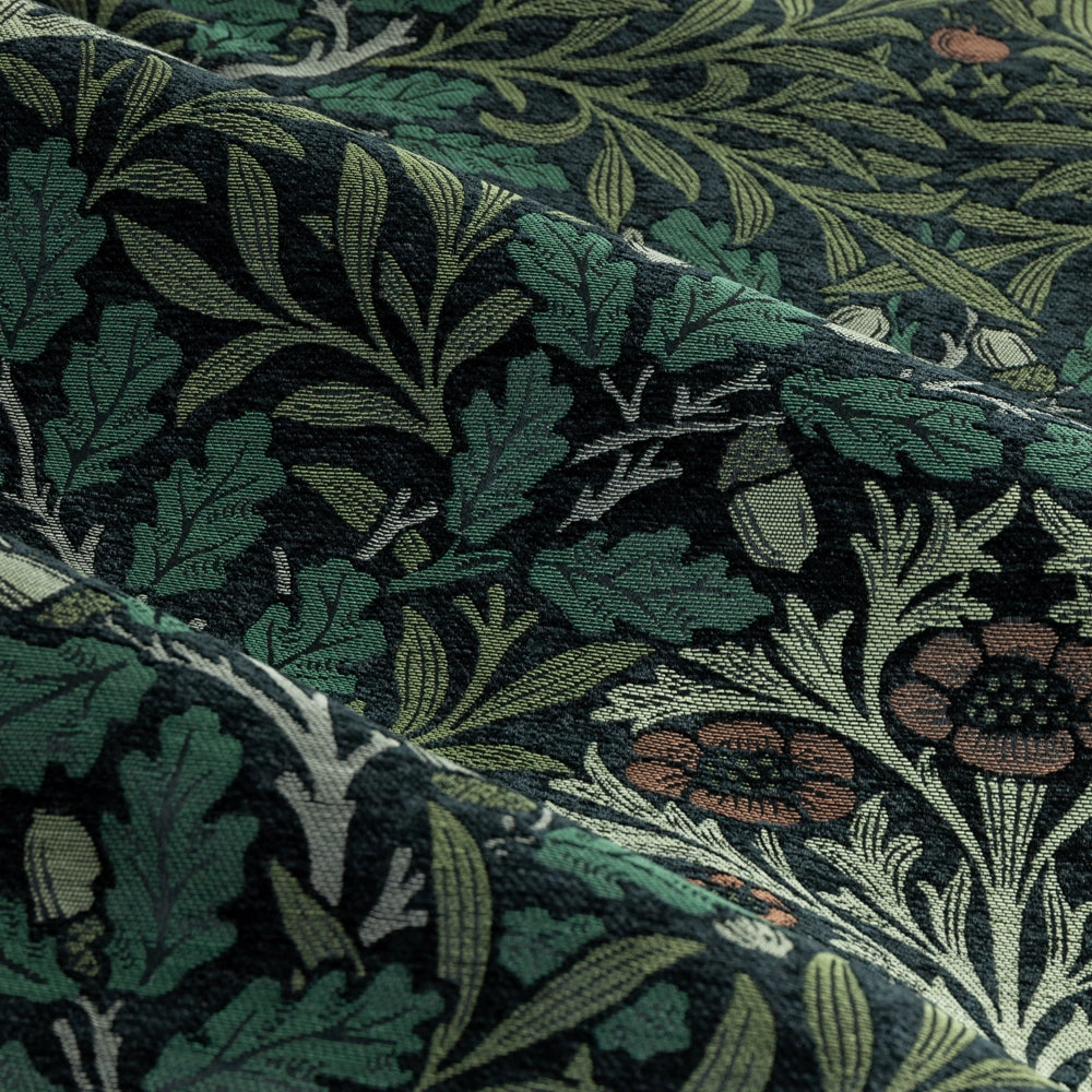 Acorn Multi Floral Jacquard Pencil Pleat Curtains Thyme/Forest