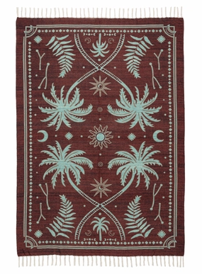 Adalyn Brown Mint Green Boho Picnic Rugmodern color block patchwork rug