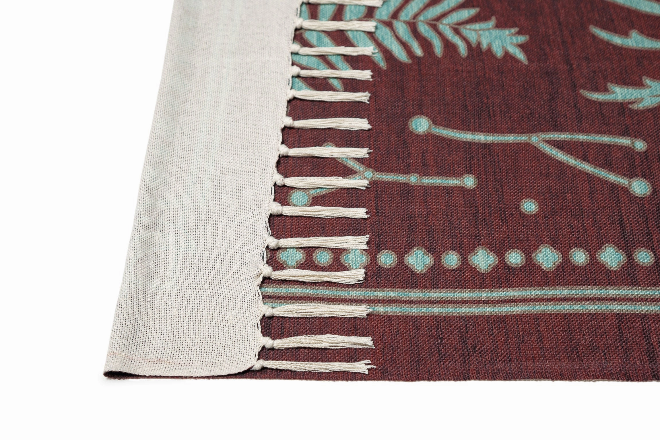 Adalyn Brown Mint Green Boho Picnic Rug
