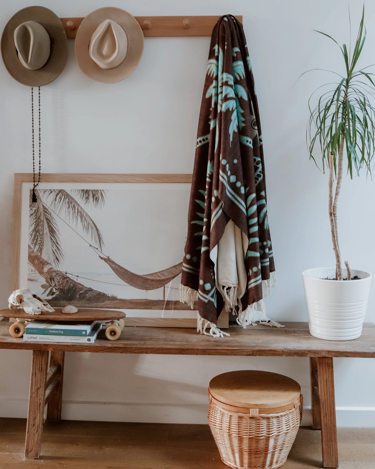 Adalyn Brown Mint Green Boho Picnic Rug