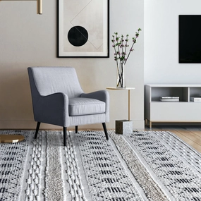 Adanno Cream and Black Modern Rugmodern color block patchwork rug