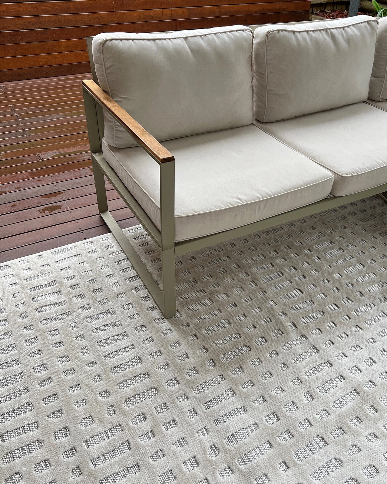 Adrianne Ivory Cream Checkered Indoor Outdoor Rug *NO RETURNS UNLESS FAULTY