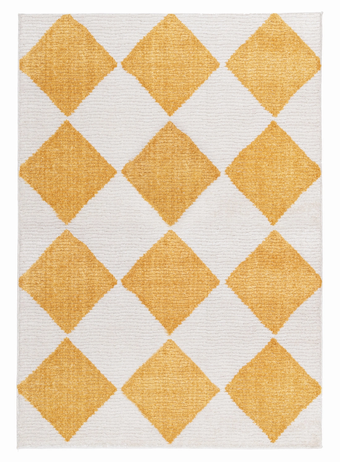 Agatha Ivory and Yellow Checkered Rugmodern color block patchwork rug