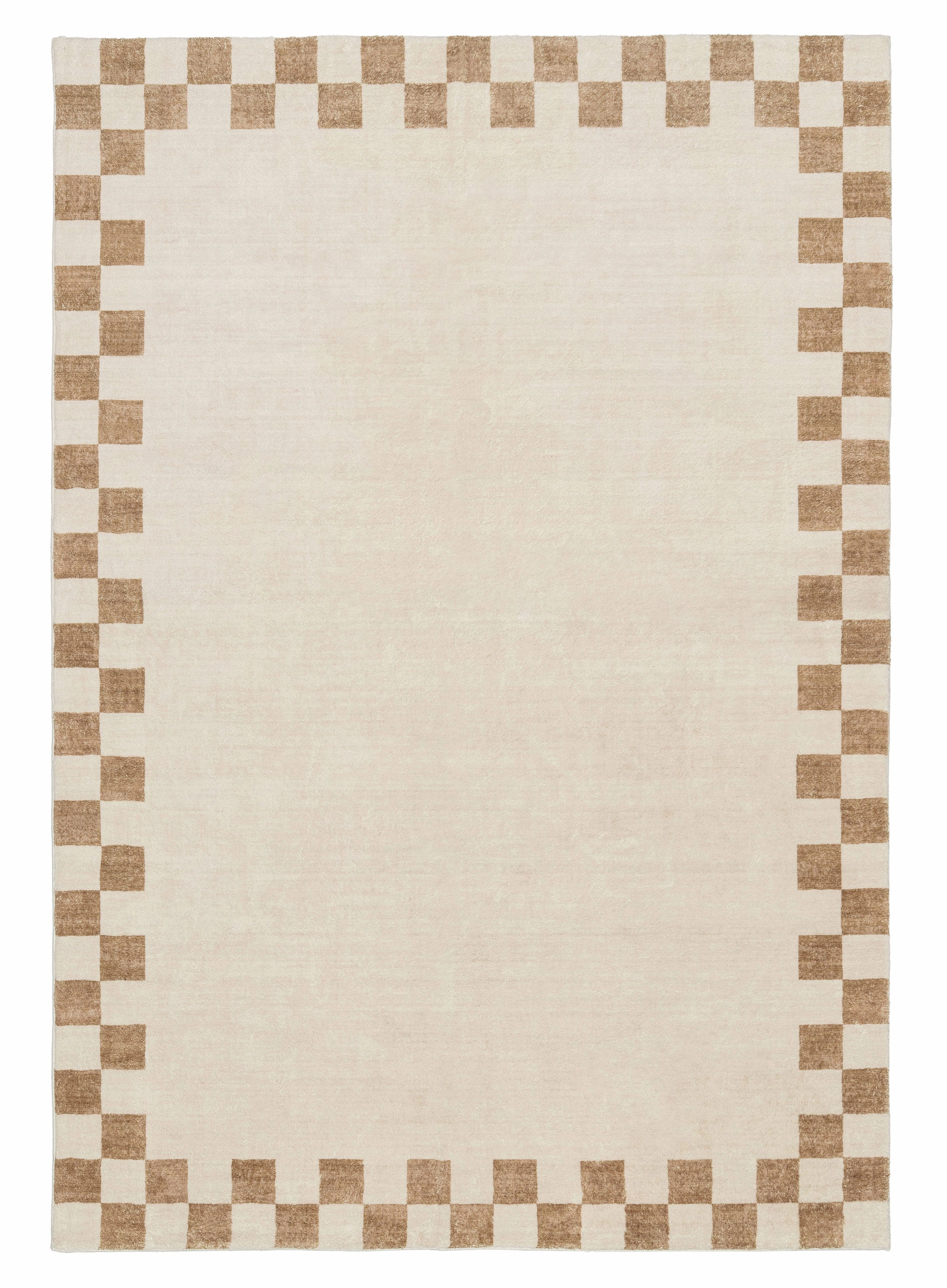 Aiday Beige Checkered Border Washable Rugmodern color block patchwork rug
