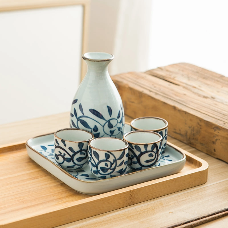 Akari Blue and White Japanese Sake Set