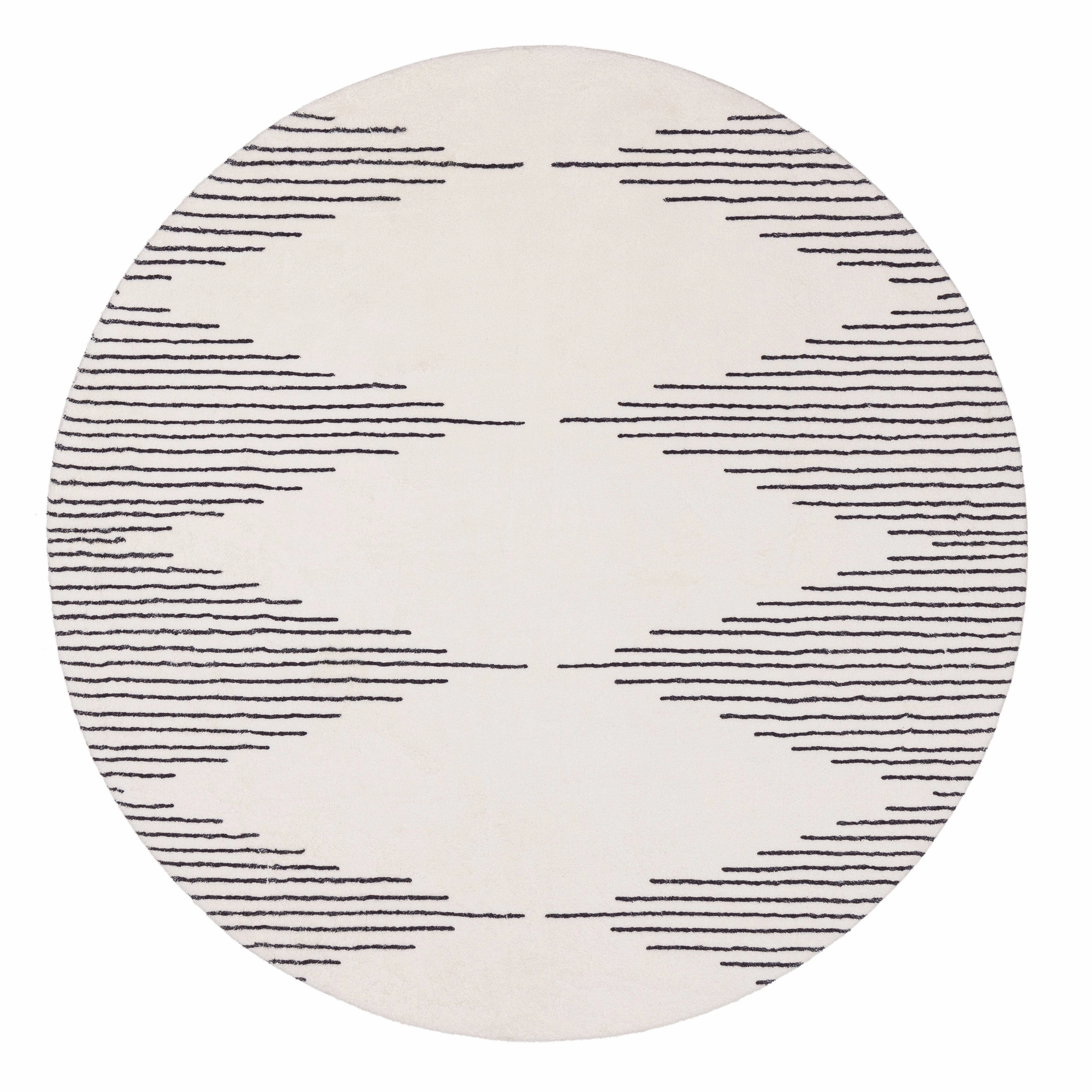 Aldana Black and Cream Tribal Washable Round Rug *NO RETURNS UNLESS FAULTYmodern color block patchwork rug
