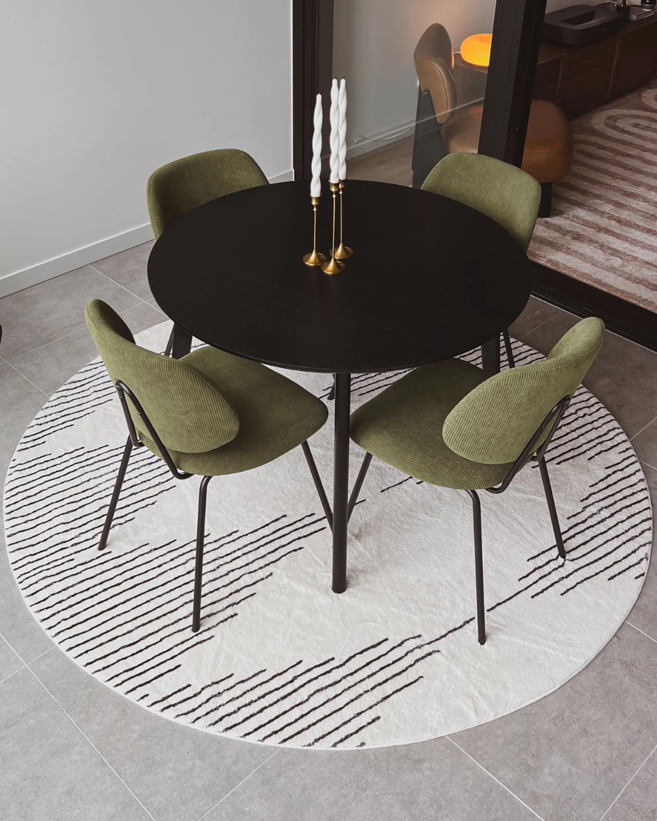 Aldana Black and Cream Tribal Washable Round Rug *NO RETURNS UNLESS FAULTY