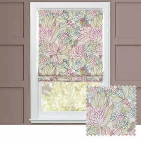Althorp Printed Cotton Made to Measure Roman Blinds Sorbet Creambedding sets ,throw blankets 