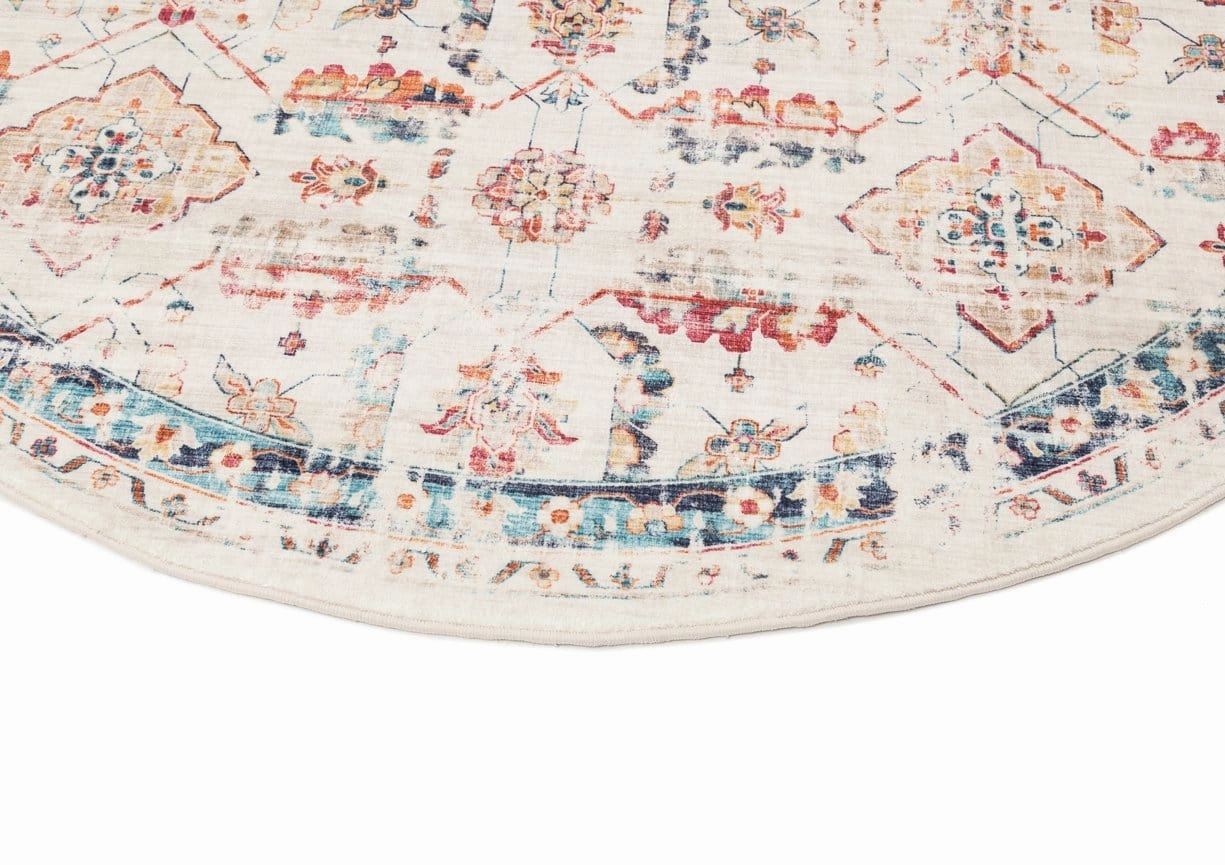 Amanda Multicolour Distressed Transitional Round Rug *NO RETURNS UNLESS FAULTY