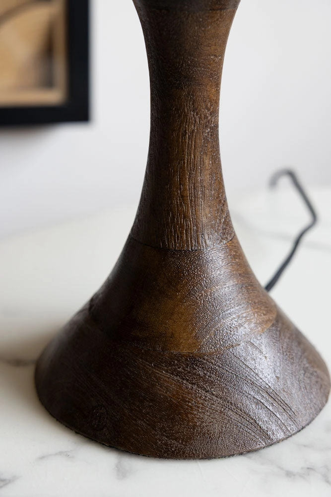 Amber Glass & Wooden Base Table Lamp