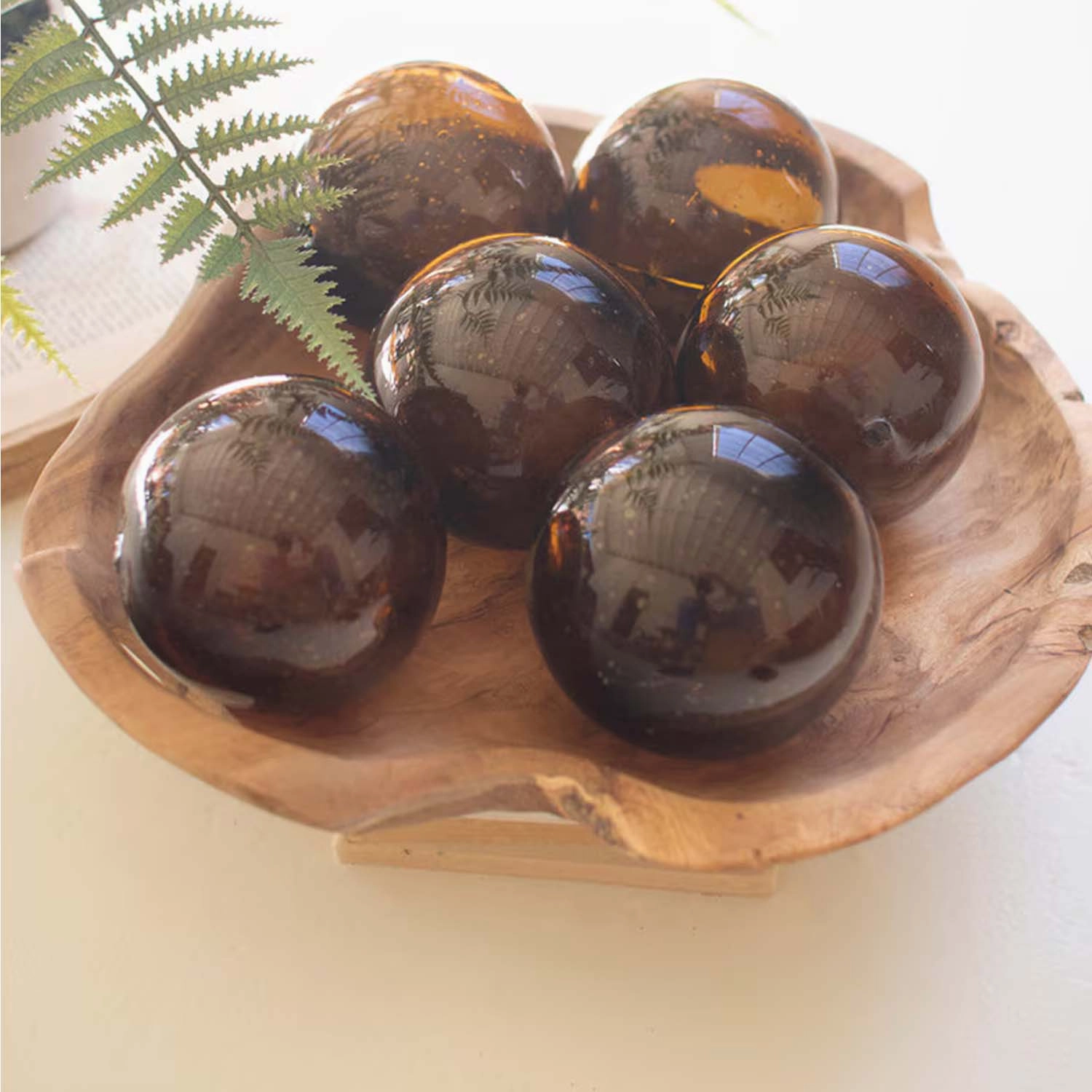 Amber Recycled Glass Orb