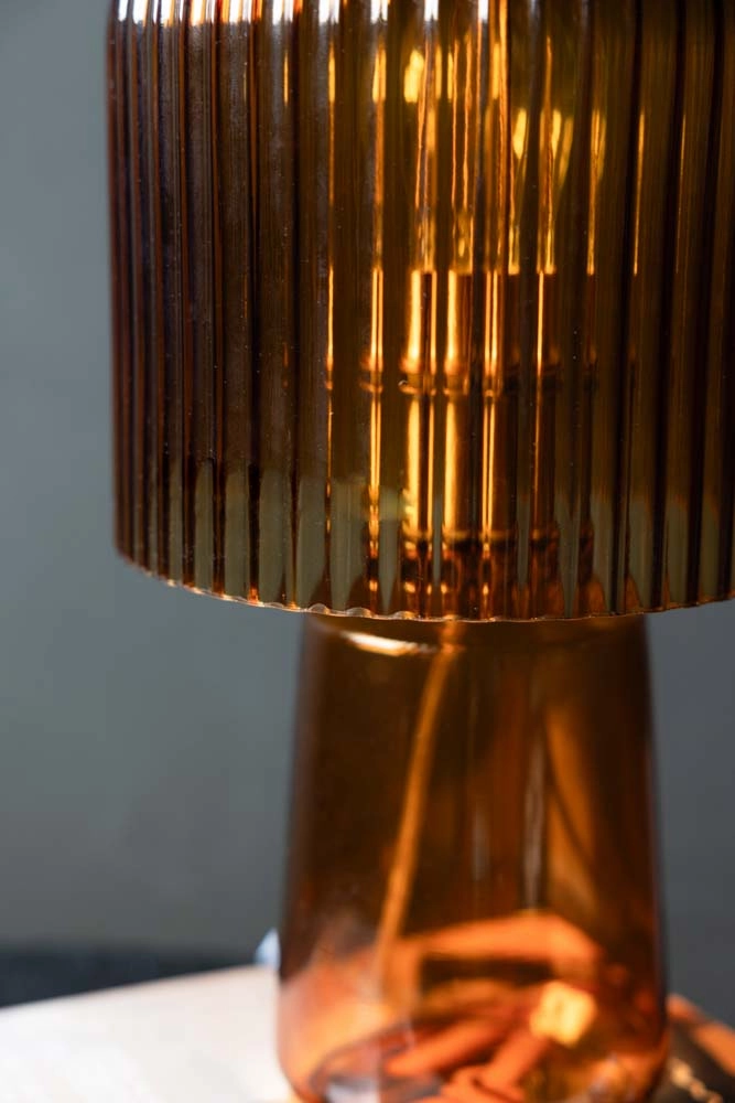 Amber Seventies Glass Table Lamp