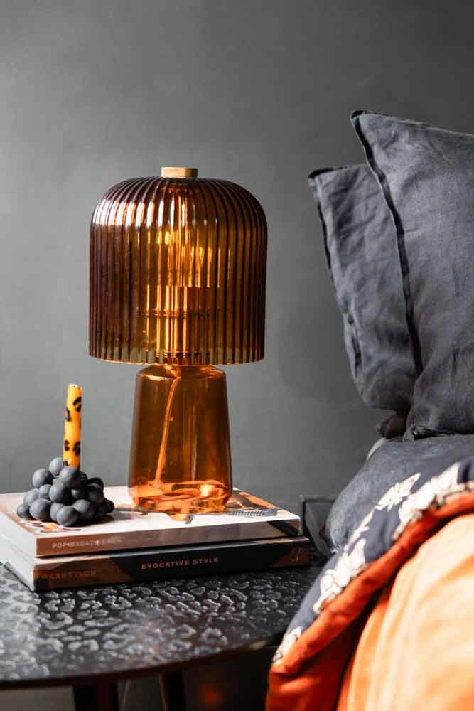 Amber Seventies Glass Table Lamp