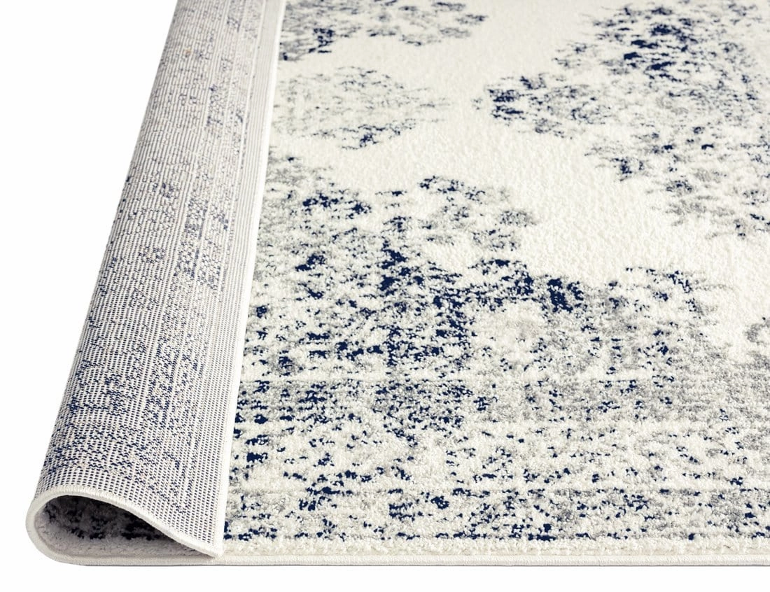 Ansa Navy Blue and Ivory Traditional Medallion Runner Rug *NO RETURNS UNLESS FAULTY