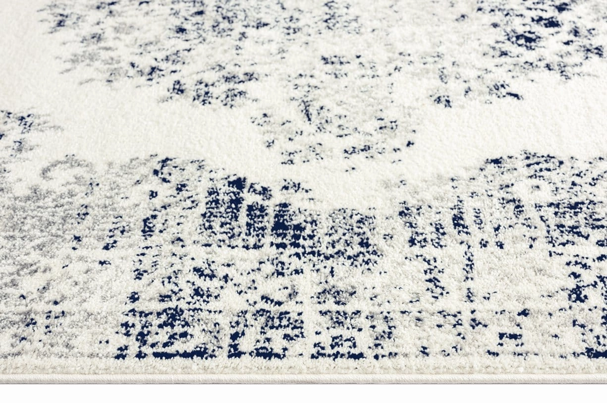 Ansa Navy Blue and Ivory Traditional Medallion Runner Rug *NO RETURNS UNLESS FAULTY