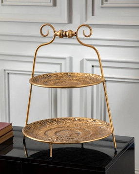 Antique Gold 2-Tier Cake Standmodern kitchen decor ,kitchen dinner set ,dinnerware 