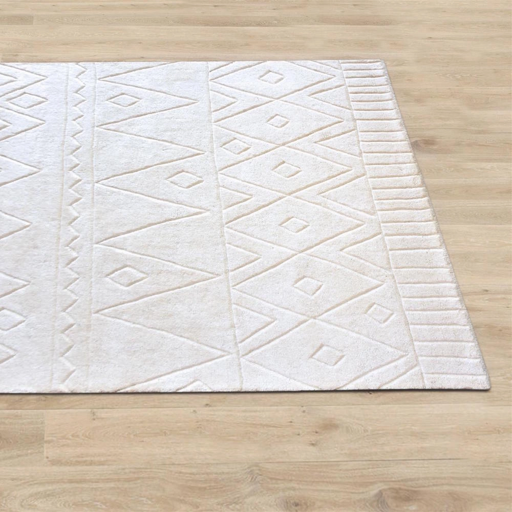 Anushka Cream White Wool Rug